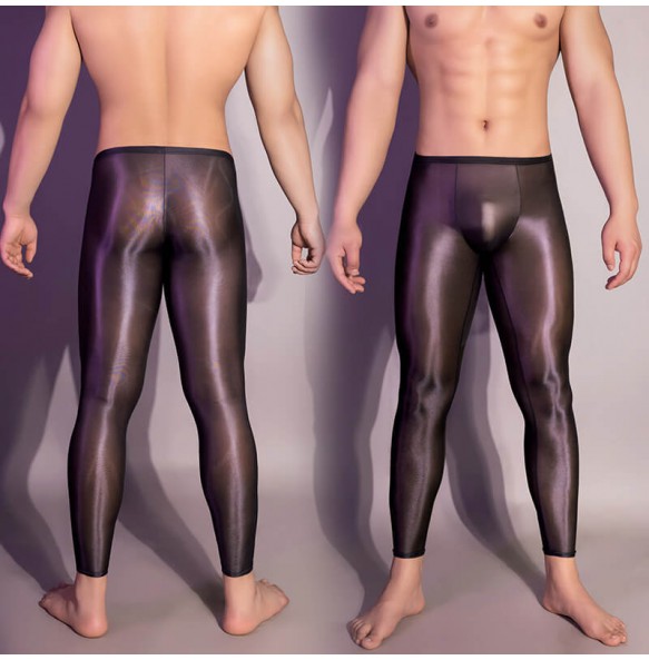 Feeetmoi - Men's Ultra-Thin Shiny Leggings (Black)